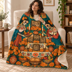 Setting the Ofrenda blanket, wrapped around a reader