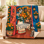 Flowers at the Door blanket, on a sofa
