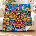 Flower Seller blanket, on a sofa