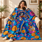 The Violinist blanket, wrapped around a reader