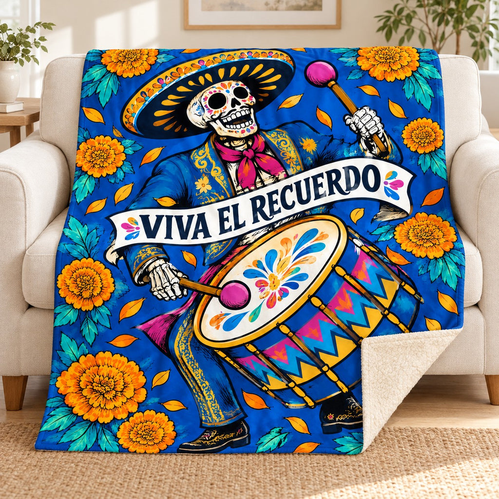 Celebration Drummer blanket, on a sofa