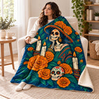 Candle Garden blanket, wrapped around a reader