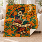 Moon and Memory blanket, on a sofa