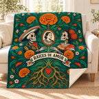 Roots of Remembrance blanket, on a sofa