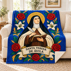 Santa Teresa de Avila blanket, on a sofa