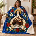 Santa Teresa de Avila blanket, wrapped around a reader