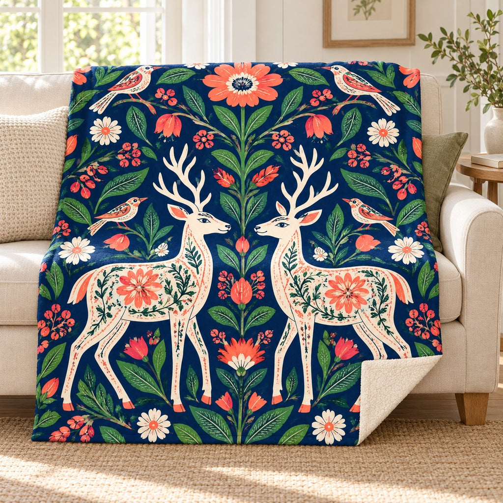 Venados entre flores blanket, on a sofa
