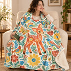 Jardin de los ninos blanket, wrapped around a reader