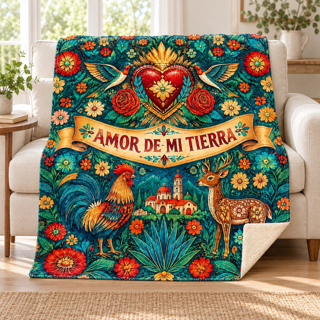 Corazon de hojalata blanket, on a sofa