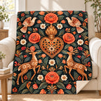 Rosas de cobre blanket, on a sofa