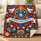 Siempre en mi corazon blanket, on a sofa