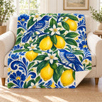 Limones del patio blanket, on a sofa