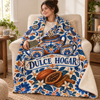 Cacao y canela blanket, wrapped around a reader