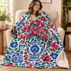 Jarron de bugambilia blanket, wrapped around a reader