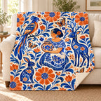 Flores de barro blanket, on a sofa