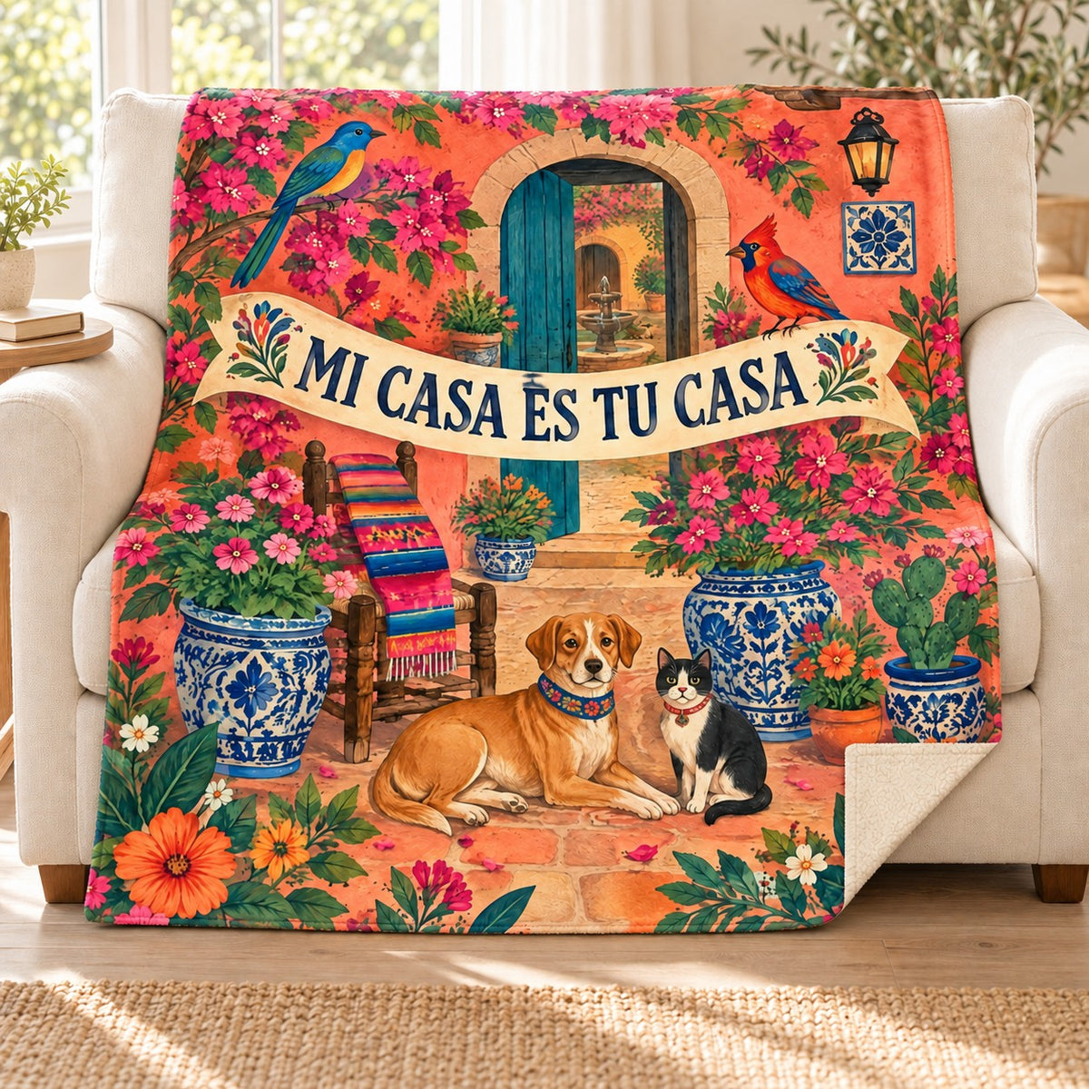 Patio de mi casa blanket, on a sofa