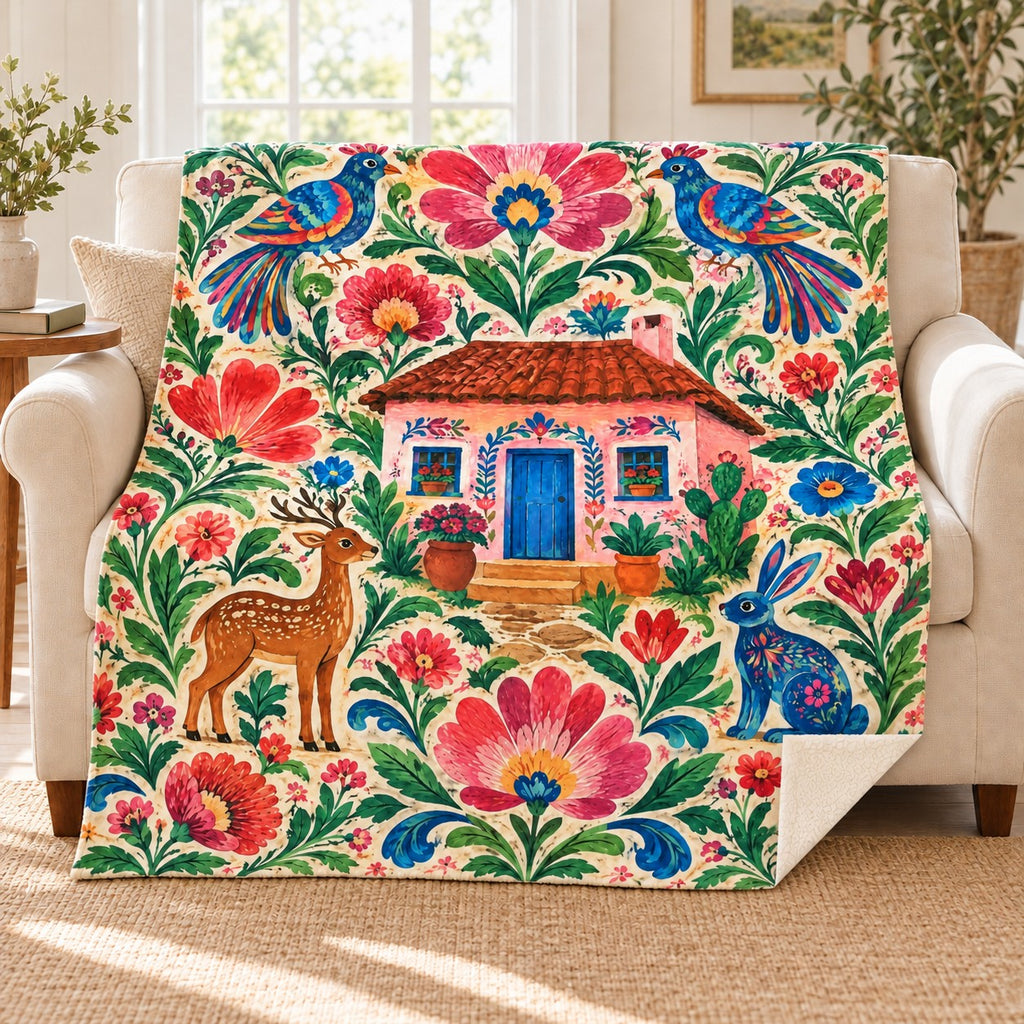 Casa entre flores blanket, on a sofa