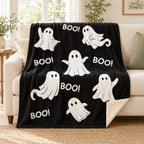 Ghost Boo - Black blanket, on a sofa