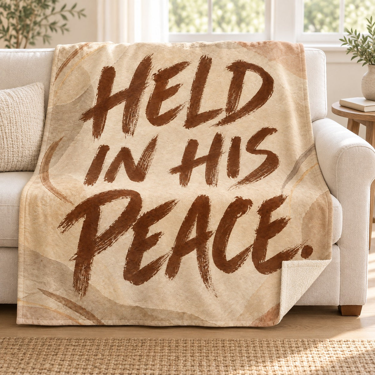 Earthen Grace blanket, on a sofa