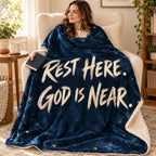 Night of Peace blanket, wrapped around a reader