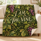 I Am the Vine blanket, on a sofa