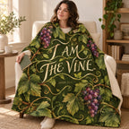 I Am the Vine blanket, wrapped around a reader
