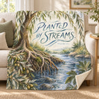 Planted by Streams blanket, on a sofa