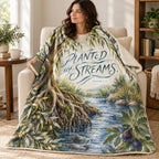 Planted by Streams blanket, wrapped around a reader