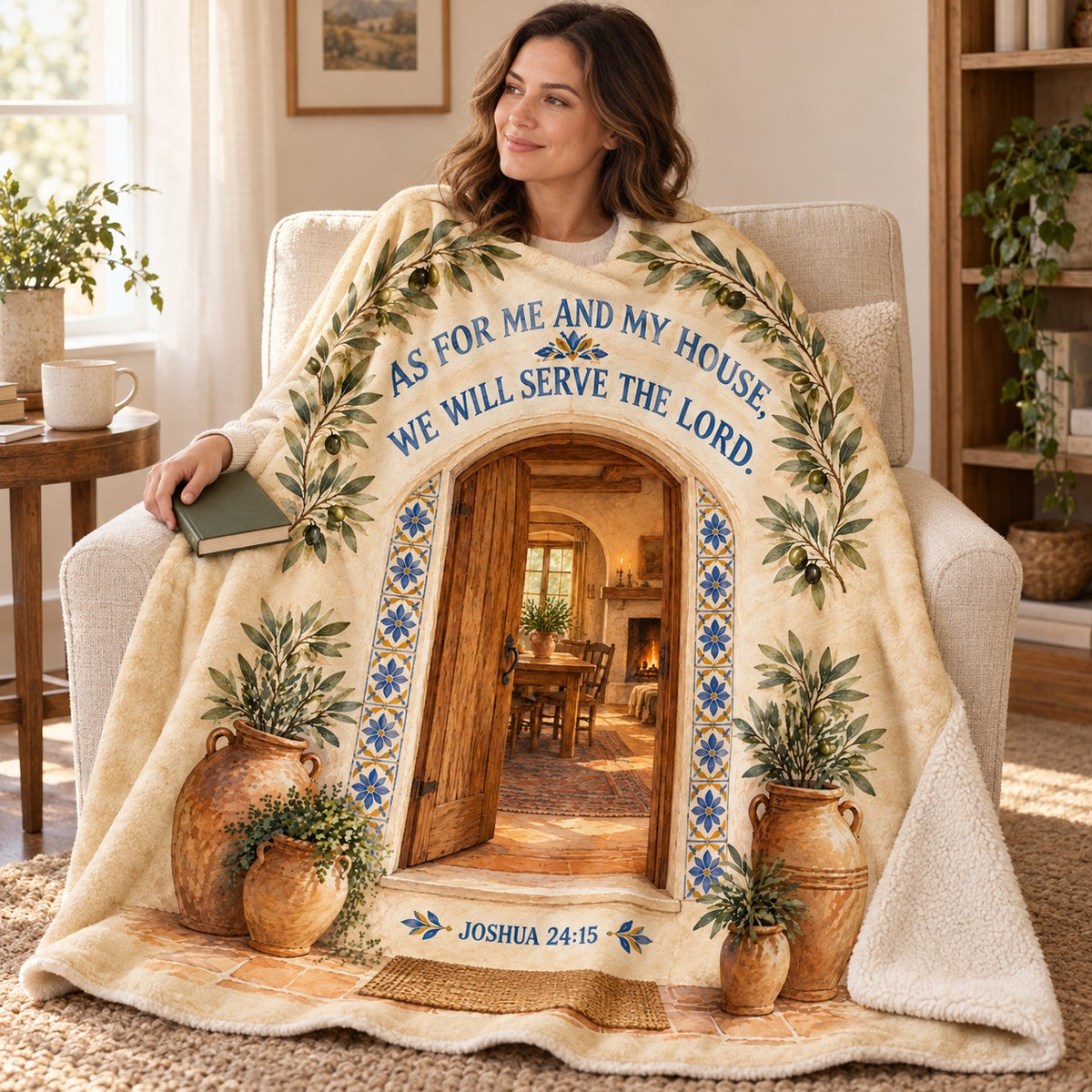 As for Me and My House blanket, wrapped around a reader
