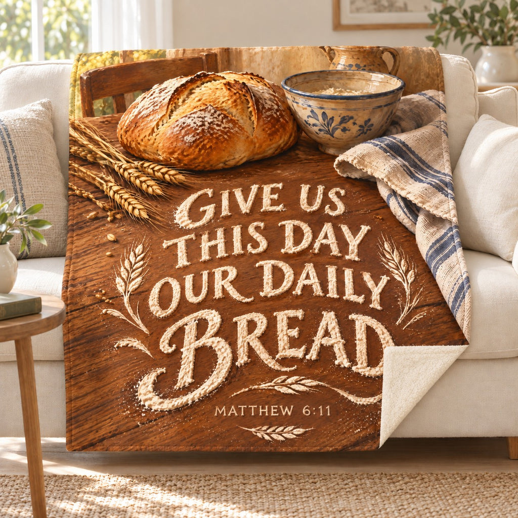 Daily Bread blanket, on a sofa