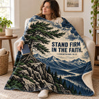 Stand Firm blanket, wrapped around a reader