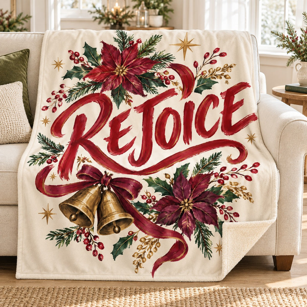 Rejoice blanket, on a sofa