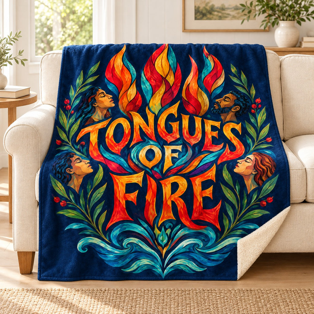Tongues of Fire blanket, on a sofa