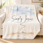 Simply Jesus blanket, on a sofa