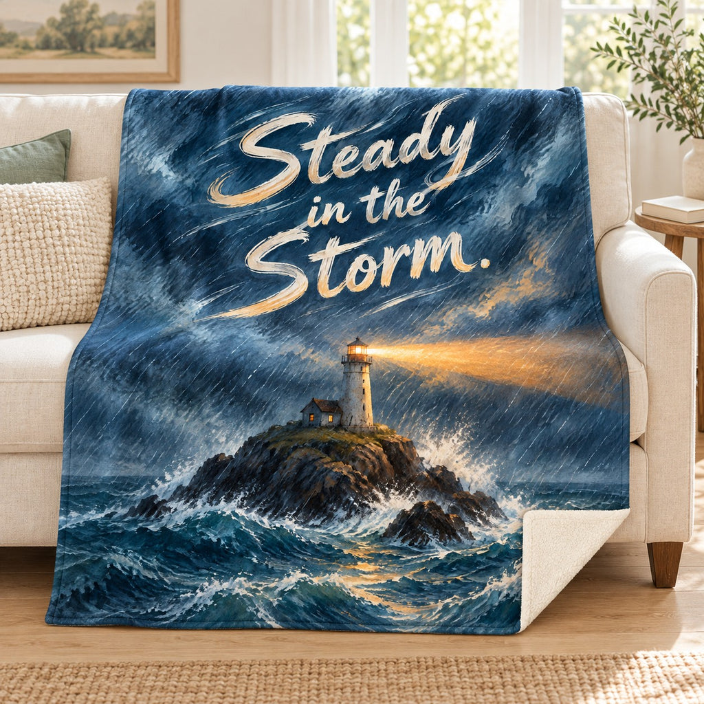 Steady in the Storm blanket, on a sofa