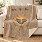 God Has This blanket, on a sofa
