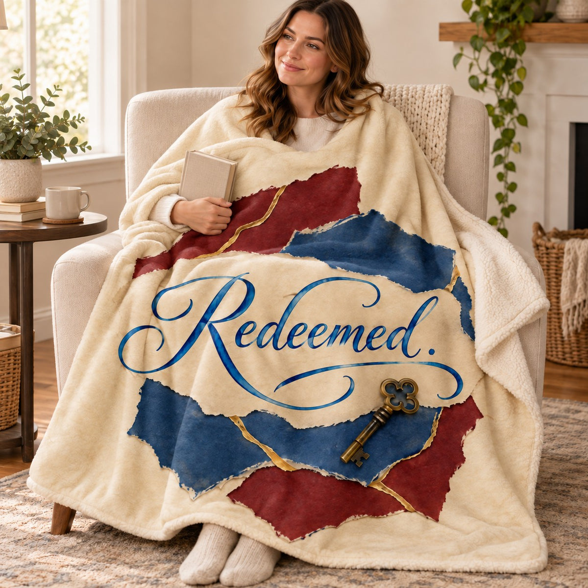 Redeemed blanket, wrapped around a reader