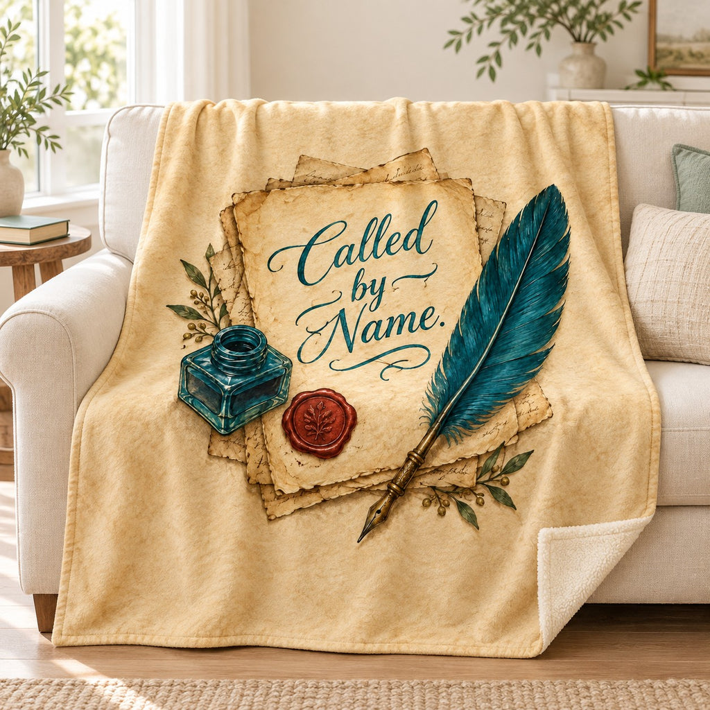 Called by Name blanket, on a sofa