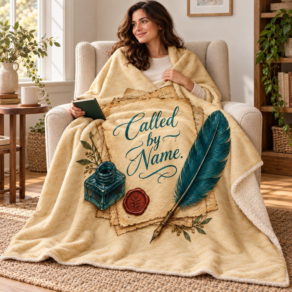 Called by Name blanket, wrapped around a reader