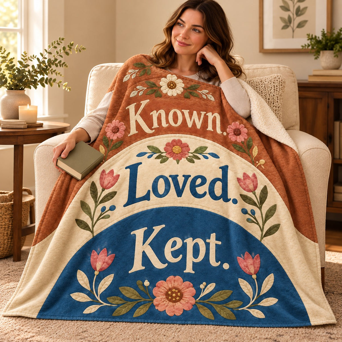 Known. Loved. Kept blanket, wrapped around a reader