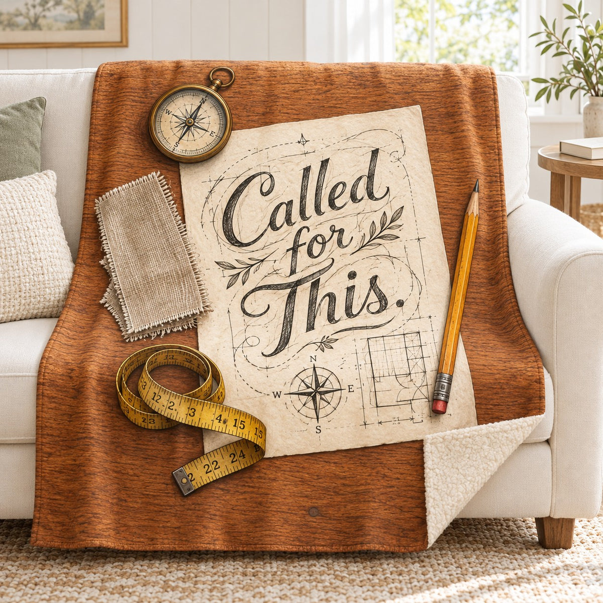 Called for This blanket, on a sofa