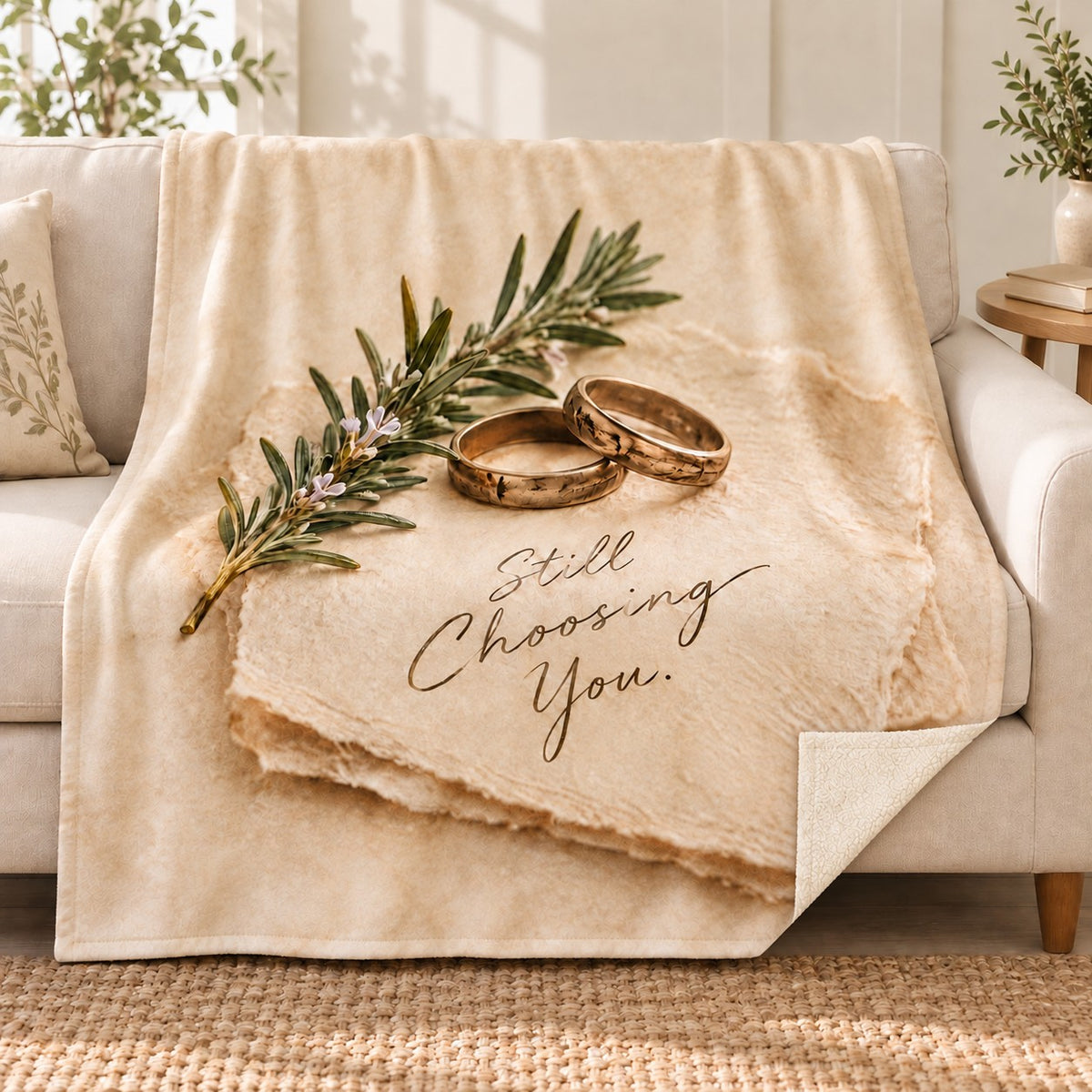 Still Choosing You. blanket, on a sofa