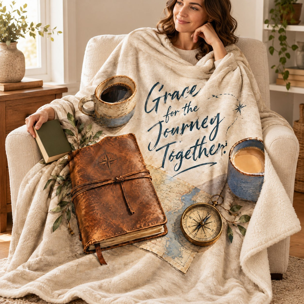 Grace for the Journey Together. blanket, wrapped around a reader