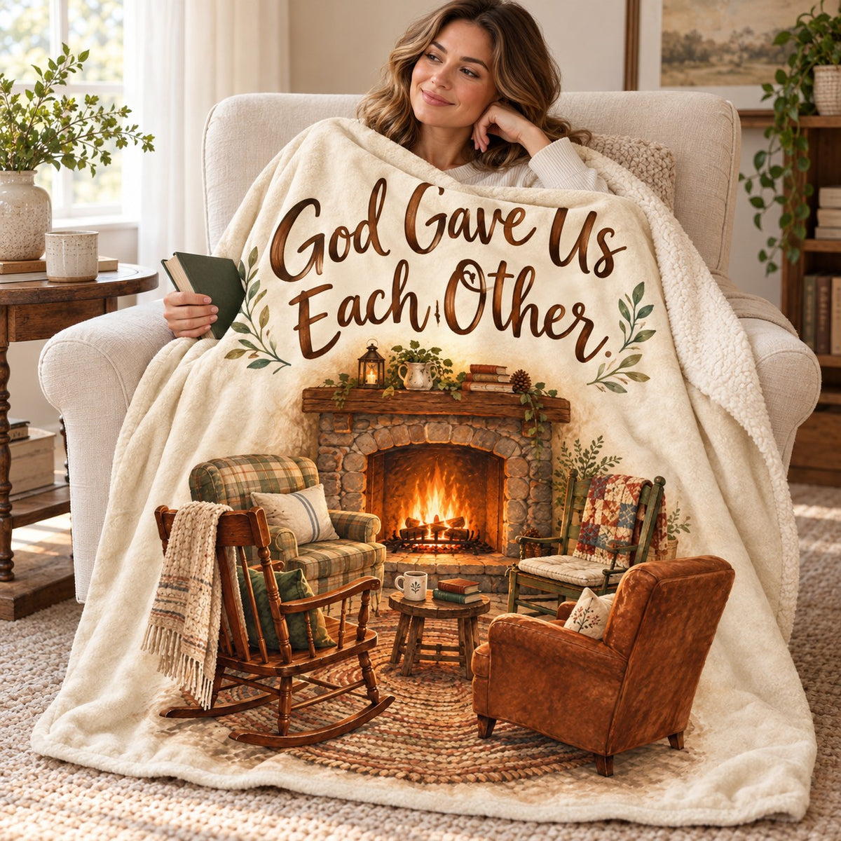 God Gave Us Each Other. blanket, wrapped around a reader