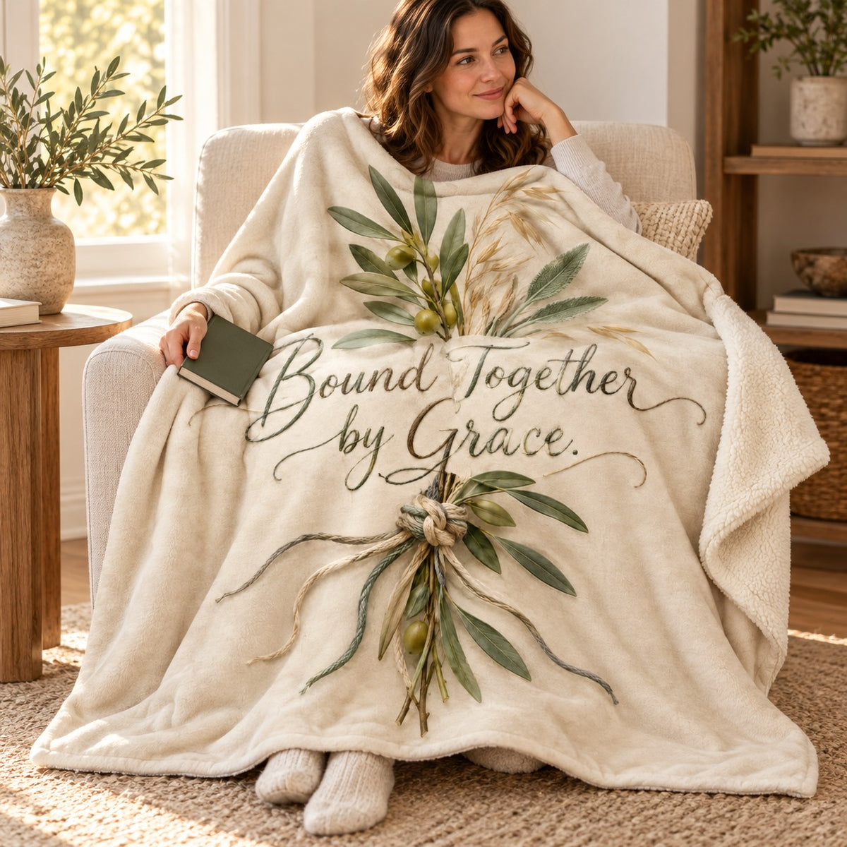 Bound Together by Grace. blanket, wrapped around a reader