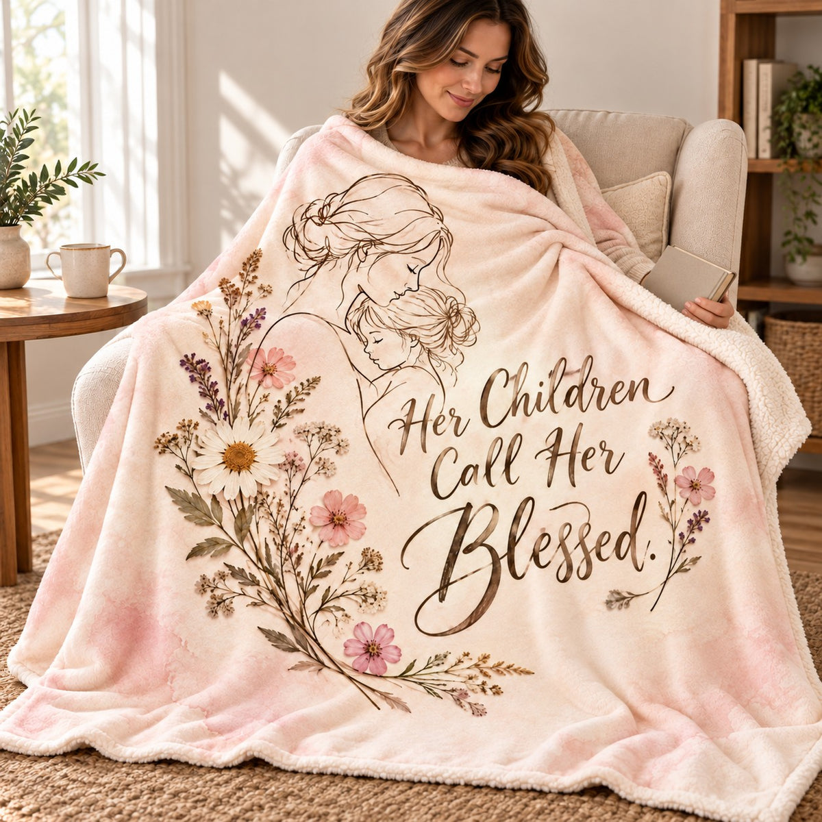Her Children Call Her Blessed. blanket, wrapped around a reader