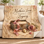 A Mother’s Love Leaves a Legacy. blanket, on a sofa
