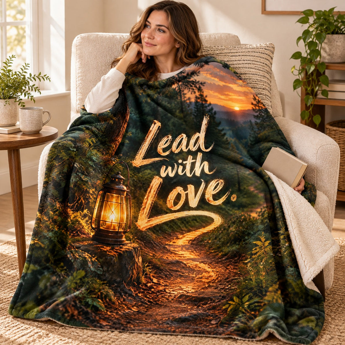 Lead with Love. blanket, wrapped around a reader