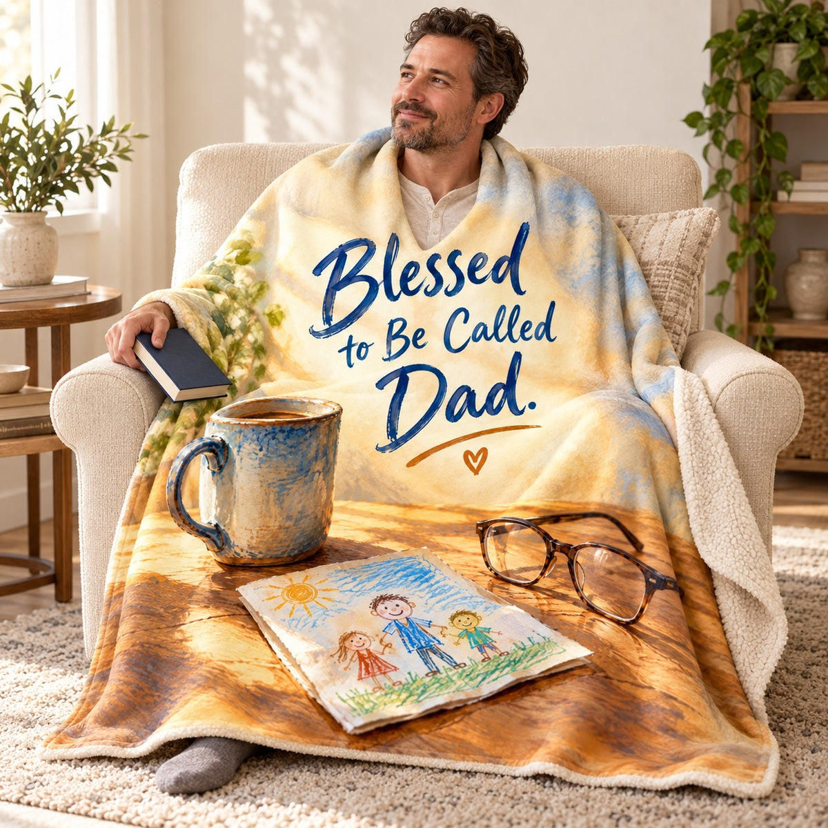 Blessed to Be Called Dad. blanket, wrapped around a reader