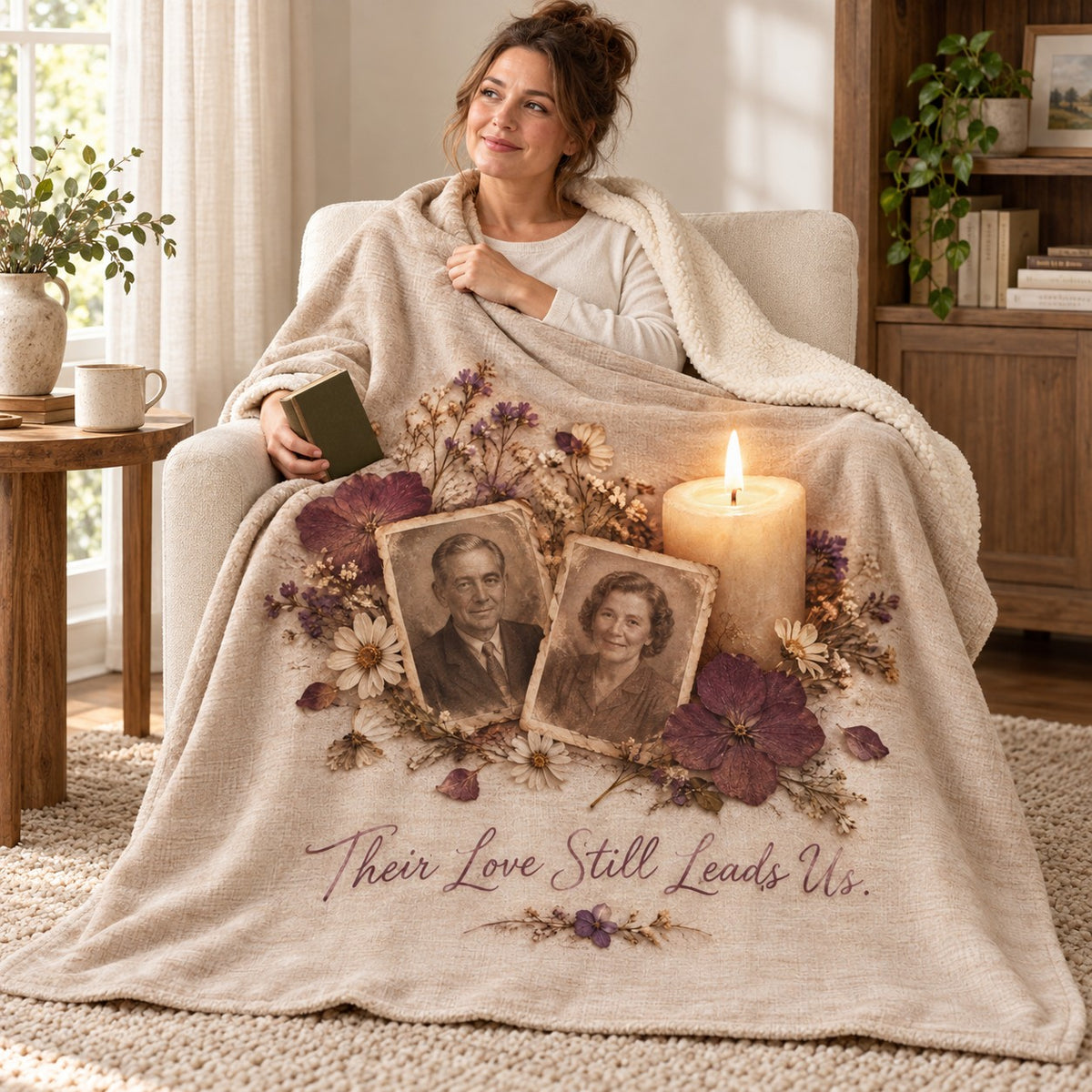 Their Love Still Leads Us. blanket, wrapped around a reader